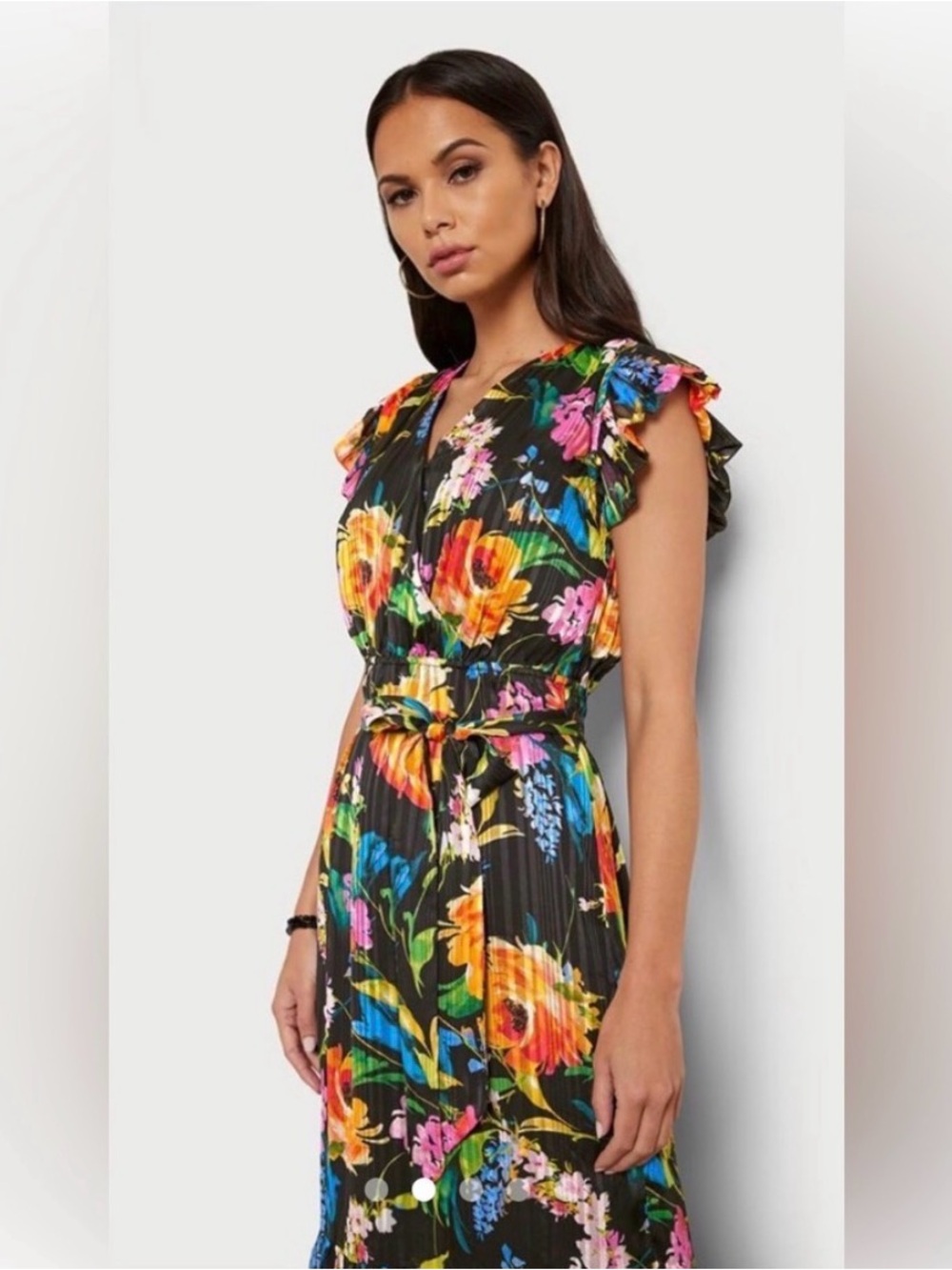 Sam Edelman Flora Faux Wrap V-neck Midi Dress Size 12